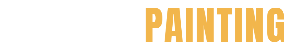 Genesis Painting wordmark, white text with gold PAINTING