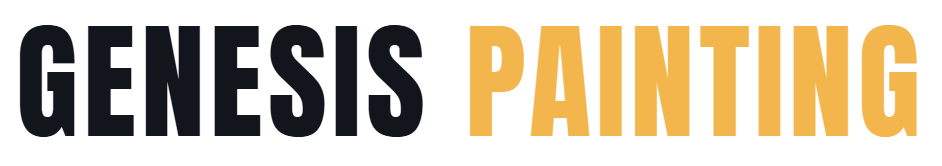 Genesis Painting wordmark, dark text with gold PAINTING
